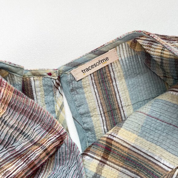 Traces Of Me Tunic Mahi Cotton Silk Plaid Dress Blue Slow Fashion Size Medium - Picture 7 of 11